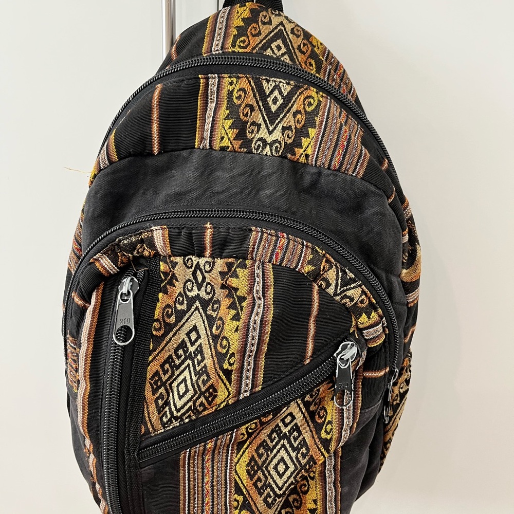 Patterned Black and Gold Backpack